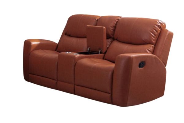 Picture of HARRY Air Leather Manual Reclining Sofa Range (Orange) - 2 Seat with Cup Holders and Storage (2RRC)