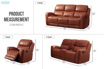 Picture of HARRY Air Leather Manual Reclining Sofa Range with Console and Storage (Orange)
