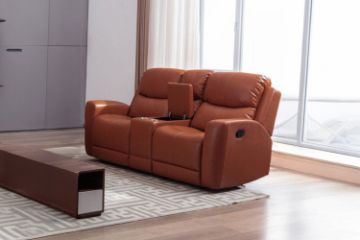 Picture of HARRY 2-Seater Air Leather Manual Reclining Sofa with Cup Holders and Storage