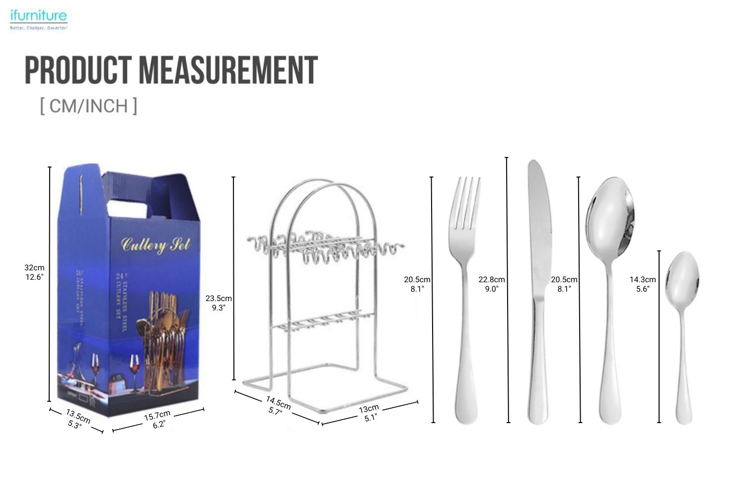 LAVIN 24 Piece Stainless Steel Cutlery Set with Hanging Rack