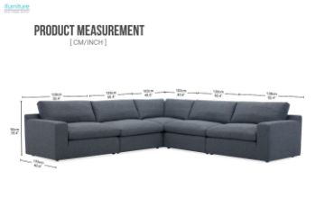 Picture of SPLENDOR  Feather Filled Fabric Corner Sofa (Dark Grey)