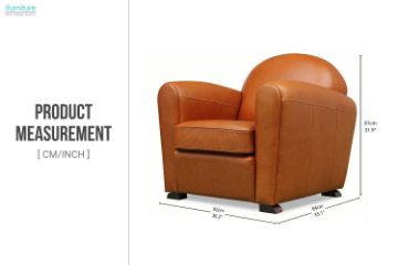 Picture of BOURBON 100% Genuine Silky Aniline Leather Club/Cigar 1 Seater Sofa/Armchair/Sofa Chair  