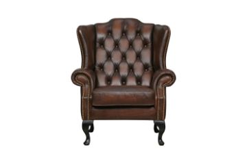 Picture of WILLIFORD 100% Genuine Leather Chesterfield High Back Wing Chair (Tobacco)