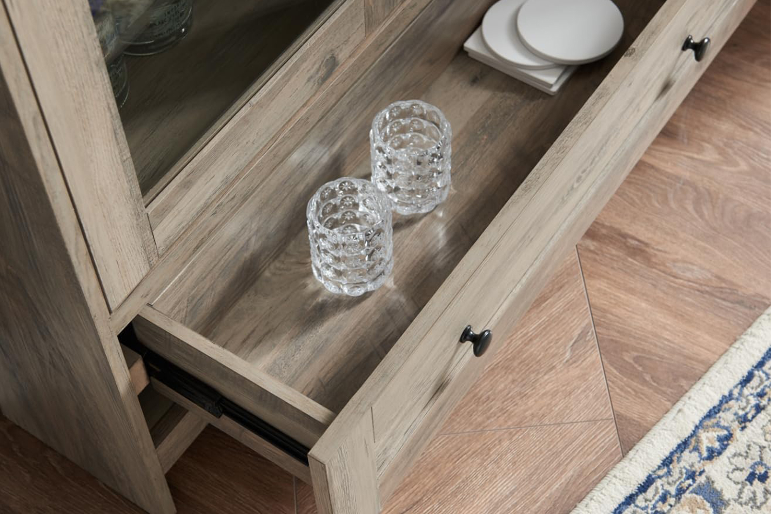 OTLEY Accent Corner Display Cabinet (Grey)