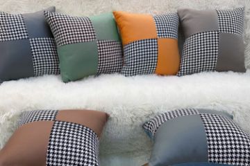 Picture of SQUARE Houndstooth Cushion with Inner in Multiple Colours (45x45cm) - Light Brown