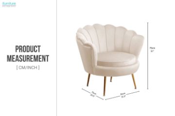 Picture of EVELYN Curved Flared Accent Velvet Chair (Beige)
