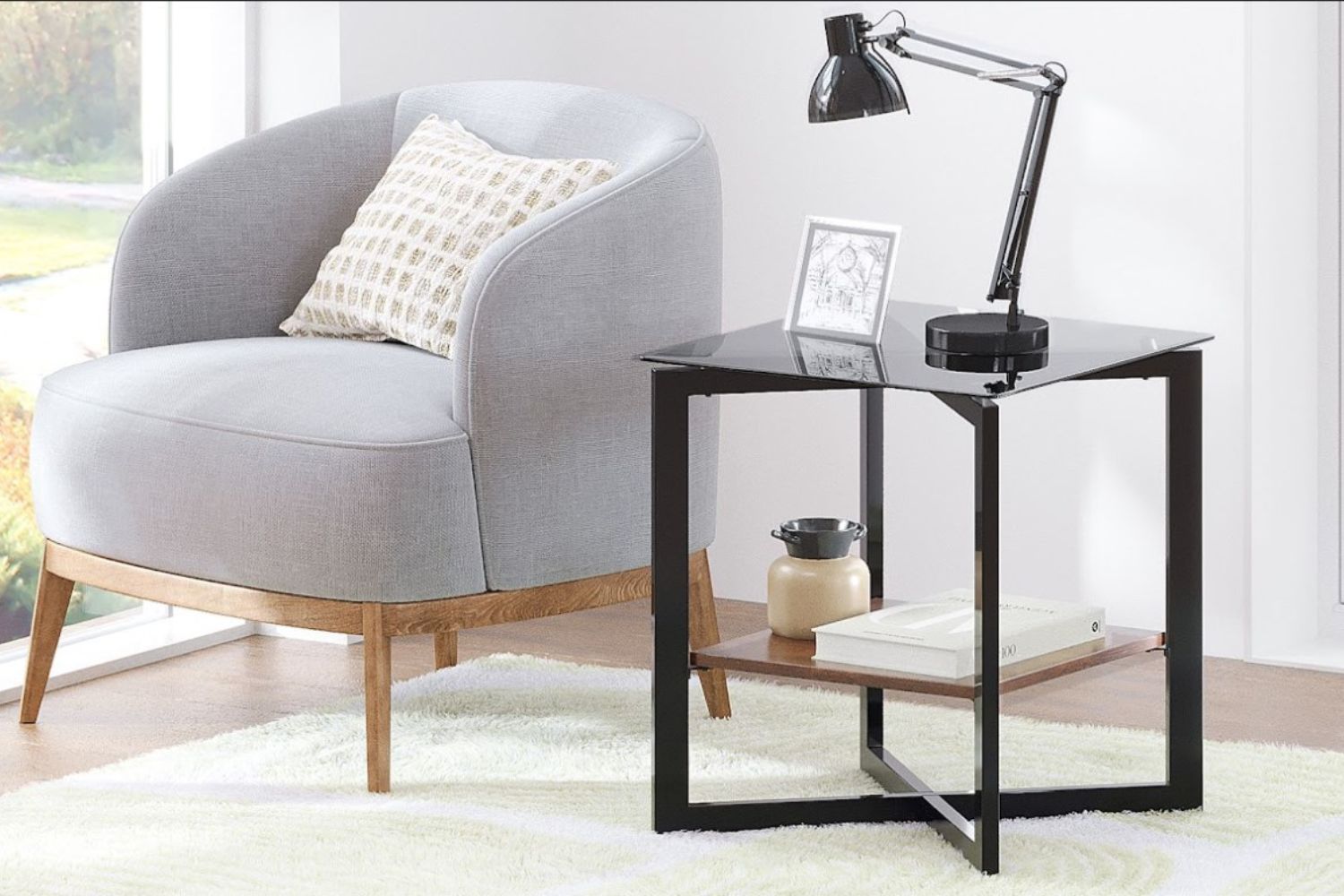 ATMOS Black Glass Top Side Table