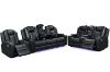 Picture of MONROSE Air Leather Dual Motor Reclining Sofa Range (Black) - 1 Seat with Cup Holders (1R)