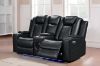 Picture of MONROSE Air Leather Dual Motor Reclining Sofa Range (Black) - 1 Seat with Cup Holders (1R)