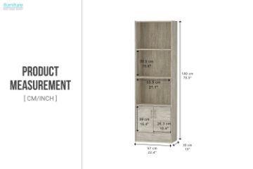 Picture of MOOK 180x57cm 3-Tier Bookshelf