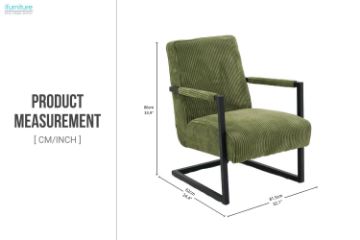 Picture of PARAMOUNT Corduroy Fabric Arm Chair (Green) - 2 Chairs in 1 Carton