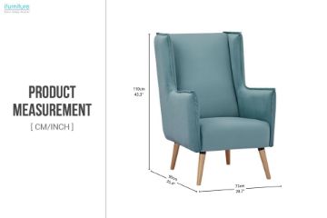 Picture of MOSSMAN Velvet Armchair/Sofa Chair with Natural Wood Legs (Aque Green)