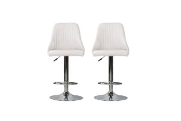 Picture of LIZ Adjustable Swivel Gas Lift Bar Stool (White) - 2 Chairs in 1 Carton