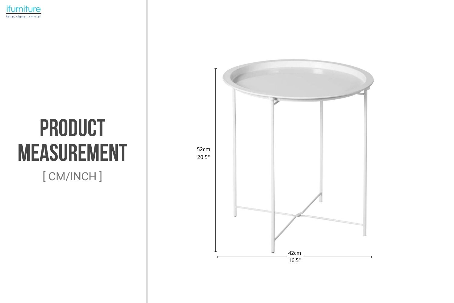 AZUMI Removable Tray Side Table (White)