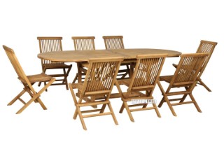 Picture of BALI 9PC Solid Teak Oval Dining Set - (1.6M - 2.4M Extendable Table + 8 Chairs)