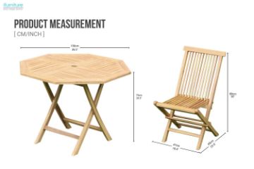 Picture of BALI Outdoor Solid Teak Wood 5PC D100 Octangle Dining Set