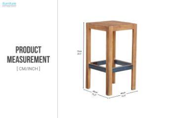 Picture of BALI Solid Teak Wood Outdoor Bar Stool