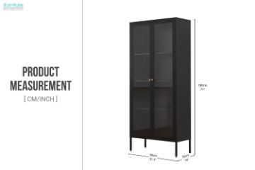Picture of STARK Steel Frame 180x80cm 2-Door Transparent Glass Display Cabinet (Black)