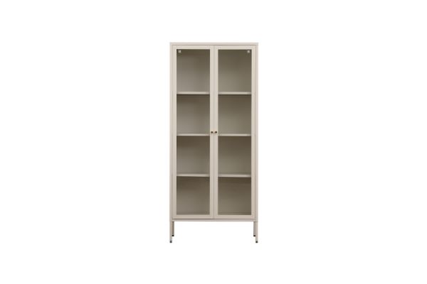 Picture of STARK Steel Frame 180x80cm 2-Door Transparent Glass Display Cabinet (Cream)