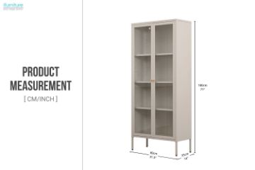 Picture of STARK Steel Frame 180x80cm 2-Door Transparent Glass Display Cabinet (Cream)