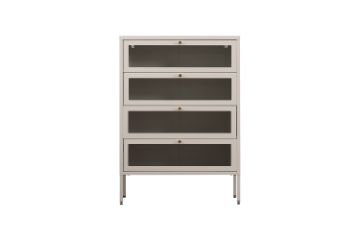 Picture of STARK Steel Frame 4-Door Transparent Glass Shoe Cabinet (Cream) 