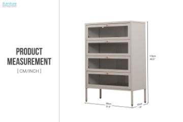 Picture of STARK Steel Frame 4-Door Transparent Glass Shoe Cabinet (Cream) 