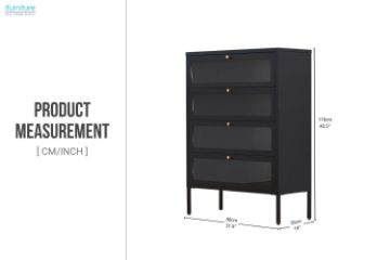 Picture of STARK Steel Frame 4-Door Transparent Glass Shoe Cabinet (Black)