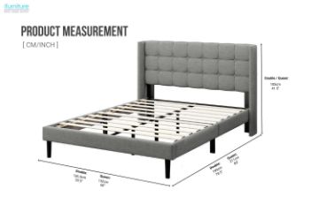 Picture of SONOMA Fabric Bed Frame in Double/Queen Size (Light Grey)