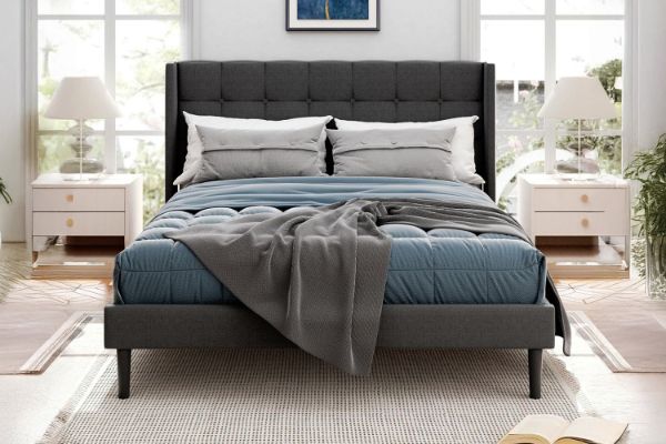 Picture of SONOMA Fabric Bed Frame (Dark Grey) - Queen Size