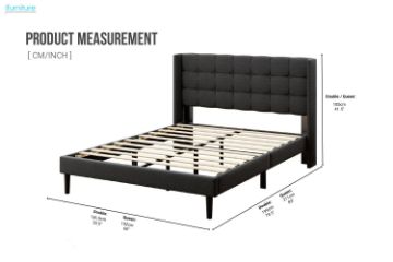 Picture of SONOMA Fabric Bed Frame (Dark Grey) - Queen Size
