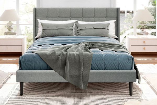 Picture of SONOMA Fabric Bed Frame (Light Grey) - Queen Size