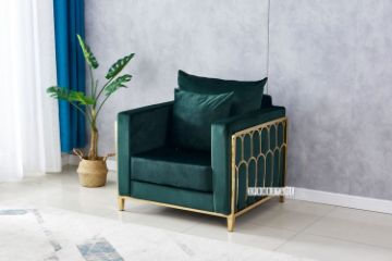 Picture of  [FLOOR MODEL CLEARANCE] PARMA STAINLESS STEEL FRAME ARM SOFA *GREEN VELVET