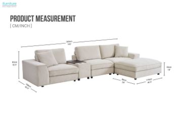 Picture of Miranda Modular Sofa with Ottoman & Console Power & USB Ports - Water Resistant