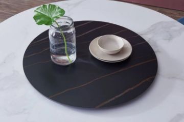 Picture of NOAM D80 Round Sintered Stone Lazy Susan Turntable (Matte Black)