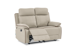 Picture of SORIANO Air Leather Manual Reclining Sofa Range (Greige) - 2 Seat Recliner Sofa (2RR)