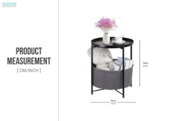 Picture of SASAKI Simple Side Table with Basket and Removable Tray (Black)