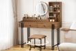 Picture of RISSMY Dressing Table with LED Mirror and Swivel Makeup Stool Set