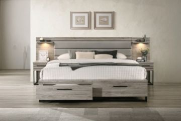 Picture of WESTDEN Storage Bed Frame Set - Queen Size Bed with 2 Sets Bedside+Side Pier Combo