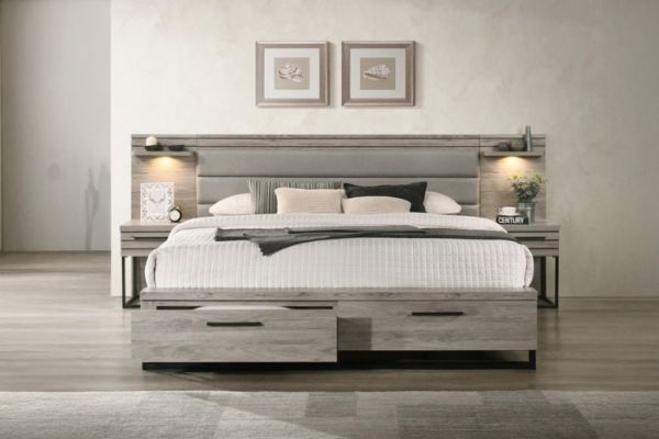 Picture of WESTDEN Storage Bed Frame Set - Super King Size Bed with 2 Sets Bedside+Side Pier Combo
