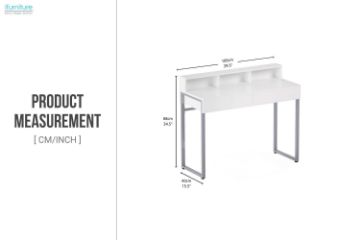 Picture of ALSTON 100 White Gloss Office Desk/Vanity Desk with 2 Drawers