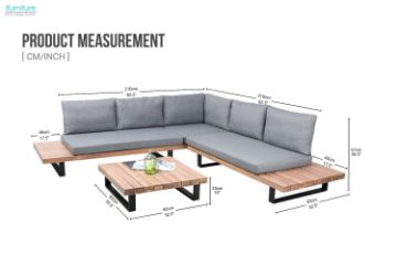 Picture of [FLOOR MODEL CLEARANCE] BASTON Aluminum Sectional Outdoor Lounge Sofa Set
