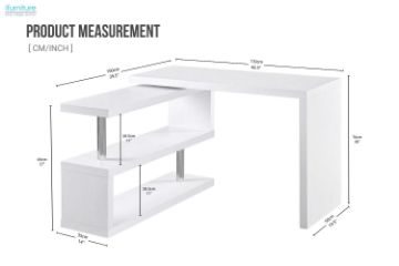 Picture of MACIE 360° Rotate Office Desk with Shelf (High Gloss White)