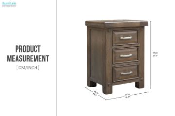 Picture of WESTMINSTER 3-Drawer Solid Oak Bedside Table (Walnut)