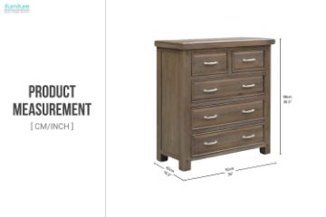 Picture of WESTMINSTER 5-Drawer Solid Oak Tallboy (Walnut)