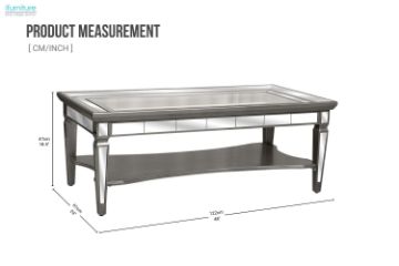 Picture of PALLIE Tempered Glass Top Segmented Mirror Coffee Table (122×61x47cm)