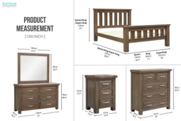Picture of WESTMINSTER 4PC/5PC/6PC Solid Oak Bedroom Combo in Queen/ King / Super King Size (Walnut)