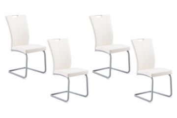Picture of EDAN High Back Dining Chair with Lacquered Base (Pearl White) 