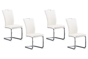 Picture of EDAN High Back Dining Chair with Chromed Base (Pearl White) 