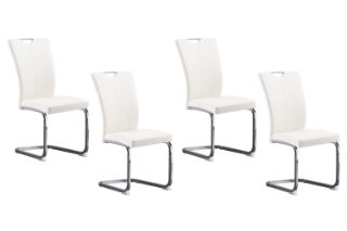 Picture of EDAN High Back Dining Chair with Chromed Base (Pearl White) - 4 Chairs in 1 Carton