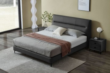 Picture of CUBA Genuine Leather Bed Frame in King Size (Dark Grey)